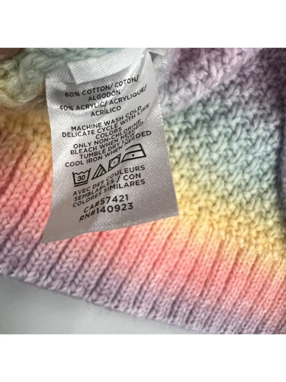 Loft Womens Rainbow Knit Sweater Long Sleeve Ruffle Shoulder Size Small